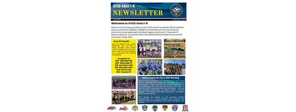 New Area 1R Newsletter