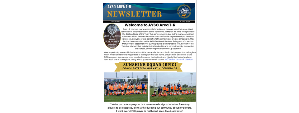 New Area 1R Newsletter July 2024