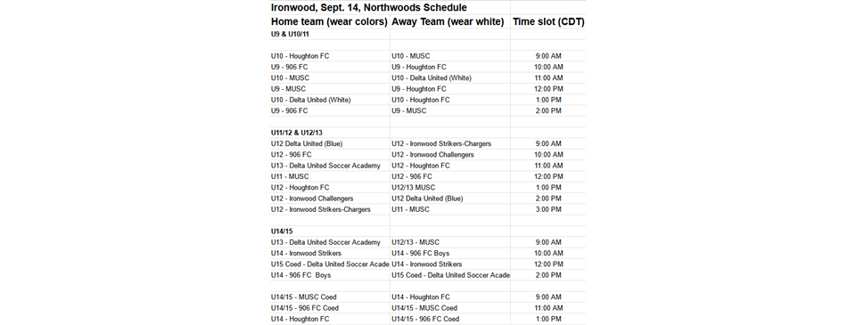 9/14 Schedule