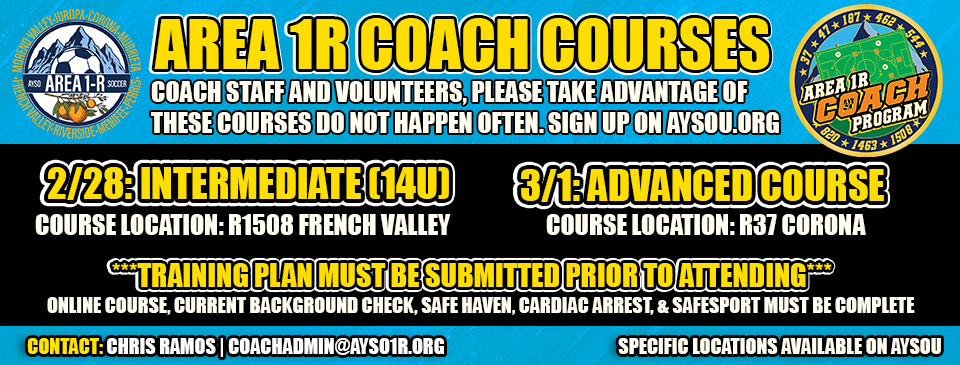 Area 1R Coach Courses