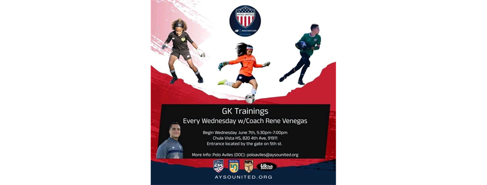 Wednesday Goal Keeper Training 5:30pm to 7pm