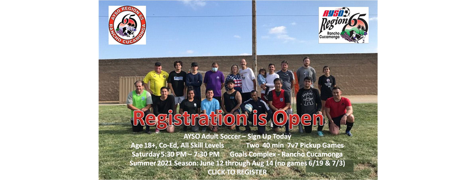 AYSO Adult Soccer Registration is Now Open